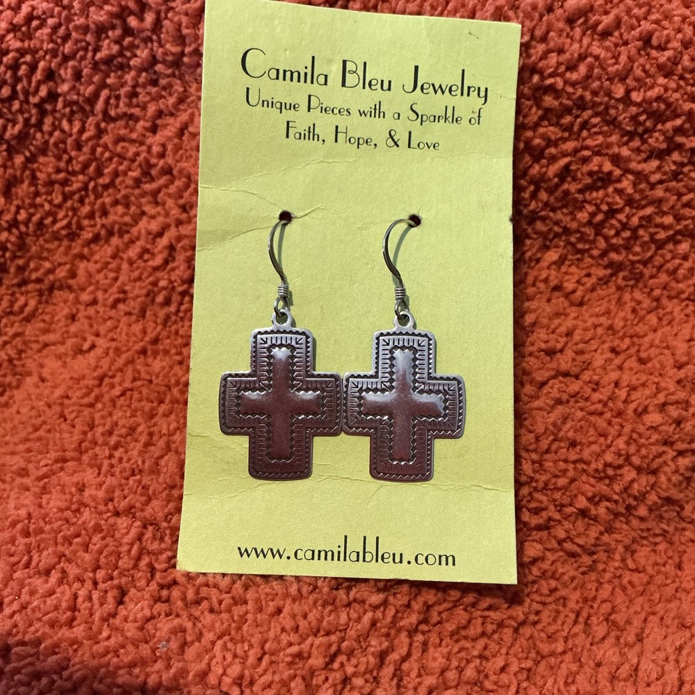 Camila Bleu Cross Earrings
